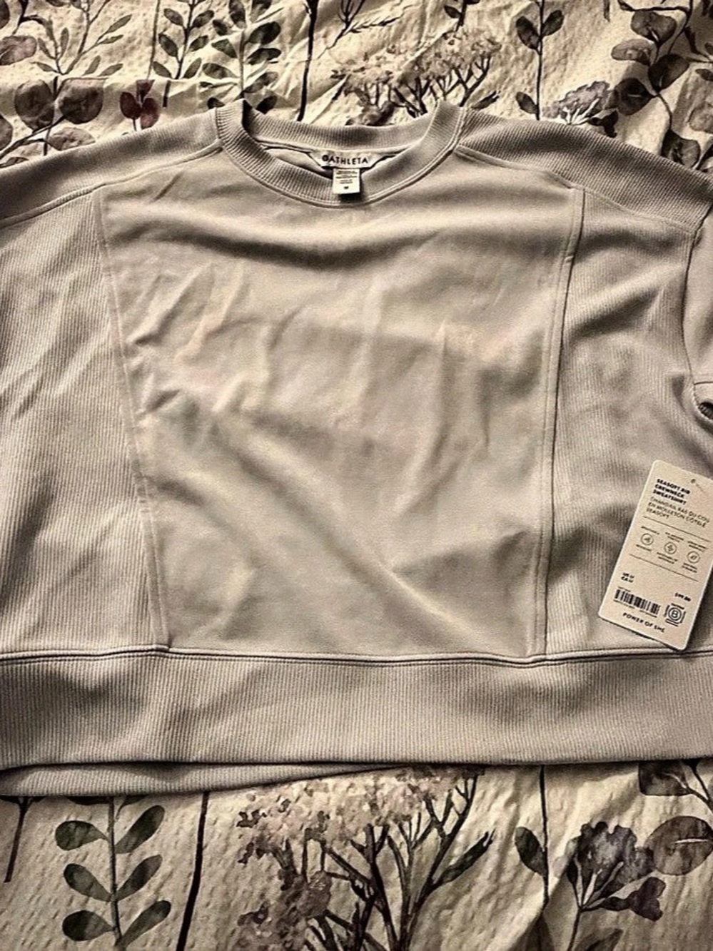 Athleta Seasoft Rib Crewneck Sweatshirt Crewneck Sweatshirt in Gray Size Medium